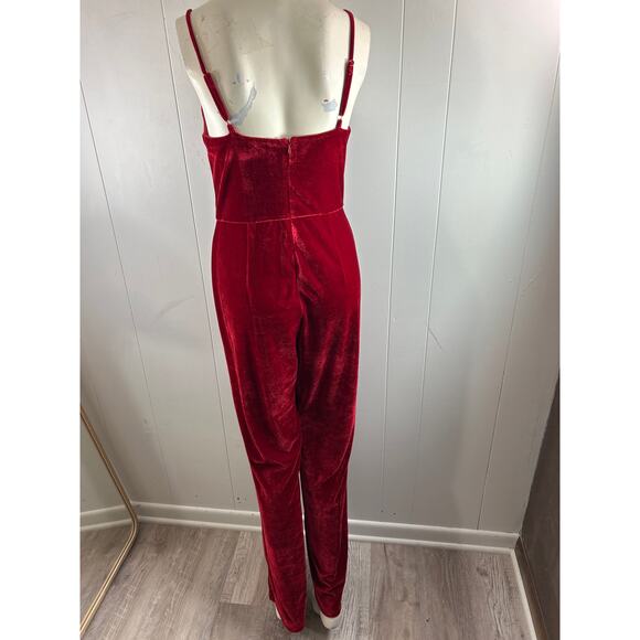 Laundry by Shelli Segal Womens Red Velvet Straight Leg Jumpsuit. Size 10. NWOT - Picture 3 of 8